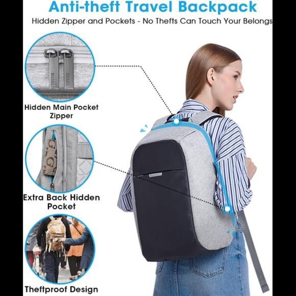 Anti Theft Backpack - 15.6 Inch Laptop Travel Backpack with Hidden Zipper main image 6